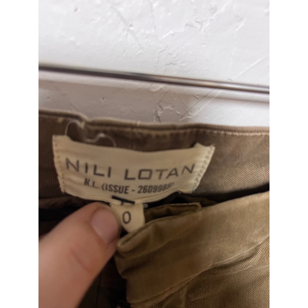 Nili Lotan Women Olive Green Khaki Cotton Twill Cropped Straight Leg Pants Size0 - Picture 3 of 4